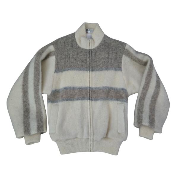 Samband of Iceland 100% Wool Jacket S Cream Nordic Winter Cozy Chunky Oversized - Picture 2 of 13